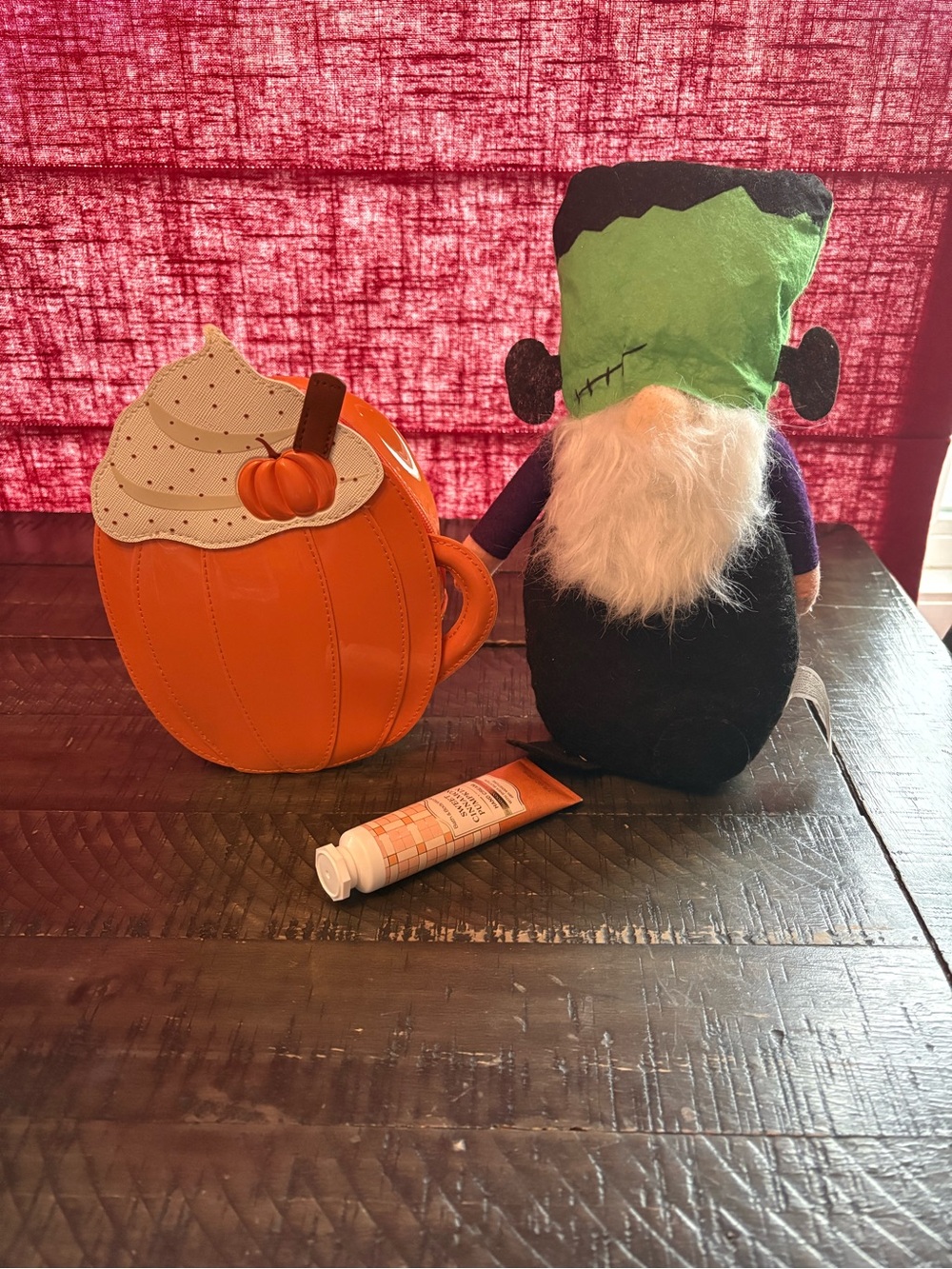 Halloween Bundle! Pumpkin Latte Cosmetic Bag, Frankenstein Gnome, Pumpkin lotion